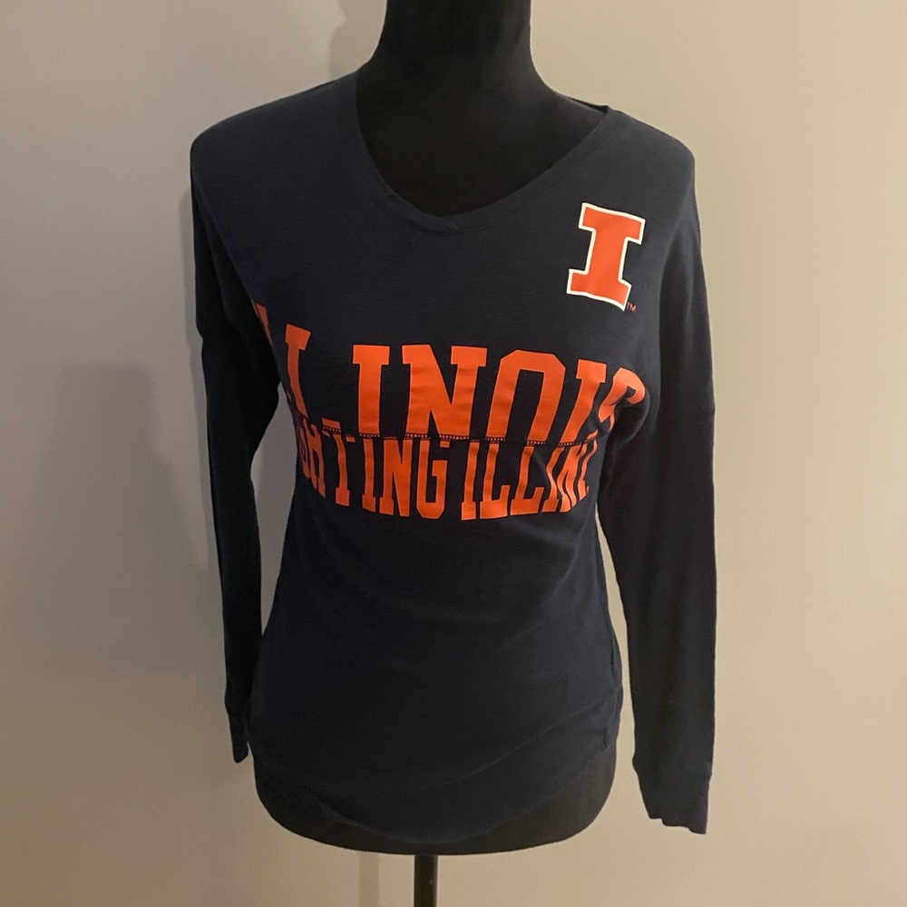 Illini Women’s  Blue and Orange Fitted Long Sleeve Tee